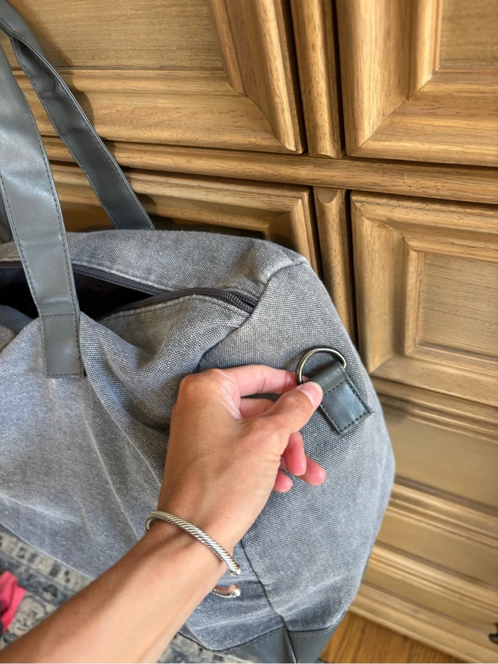 Calvin Klein gray duffel bag very spacious can hold a lot